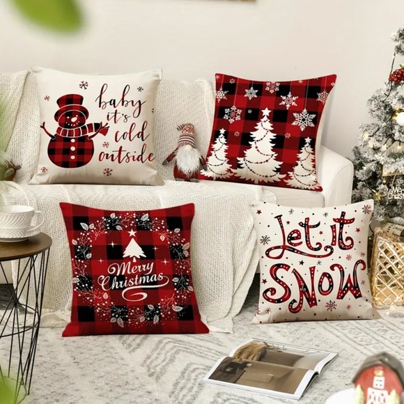 Holiday Decorative Pillow Covers - Red and White - Picture 2 of 2